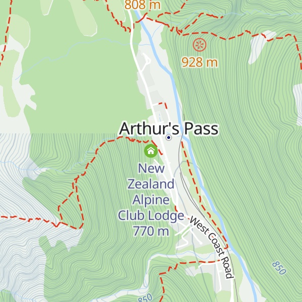Map of New Zealand Alpine Club Lodge