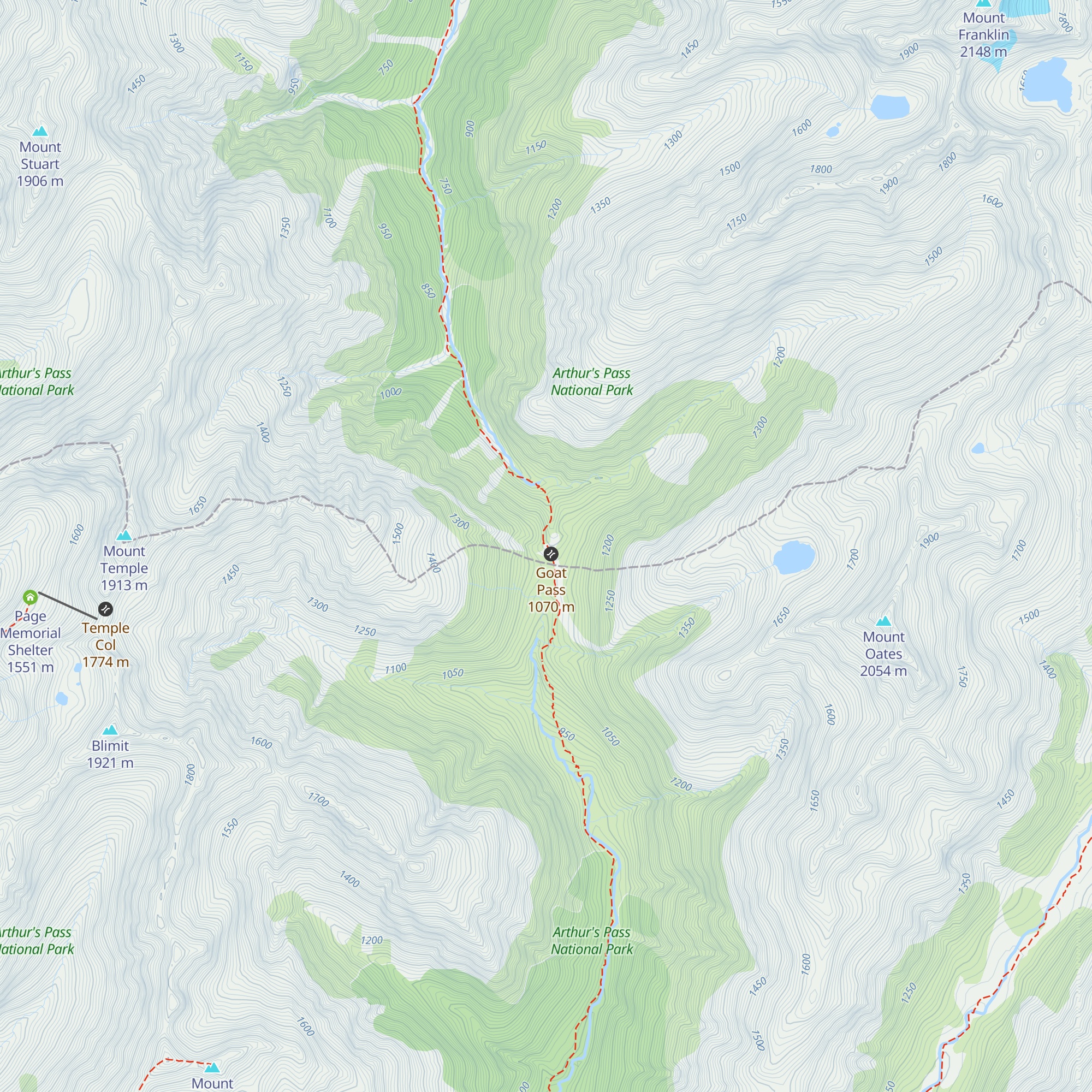 Goat Pass Hut map