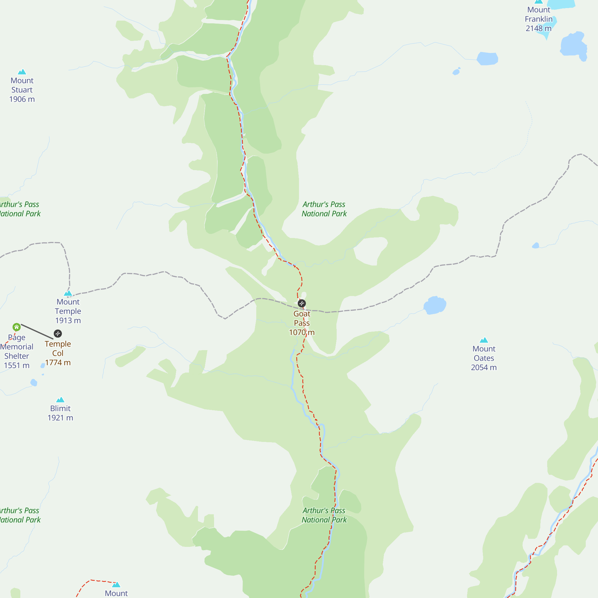 Goat Pass Hut map