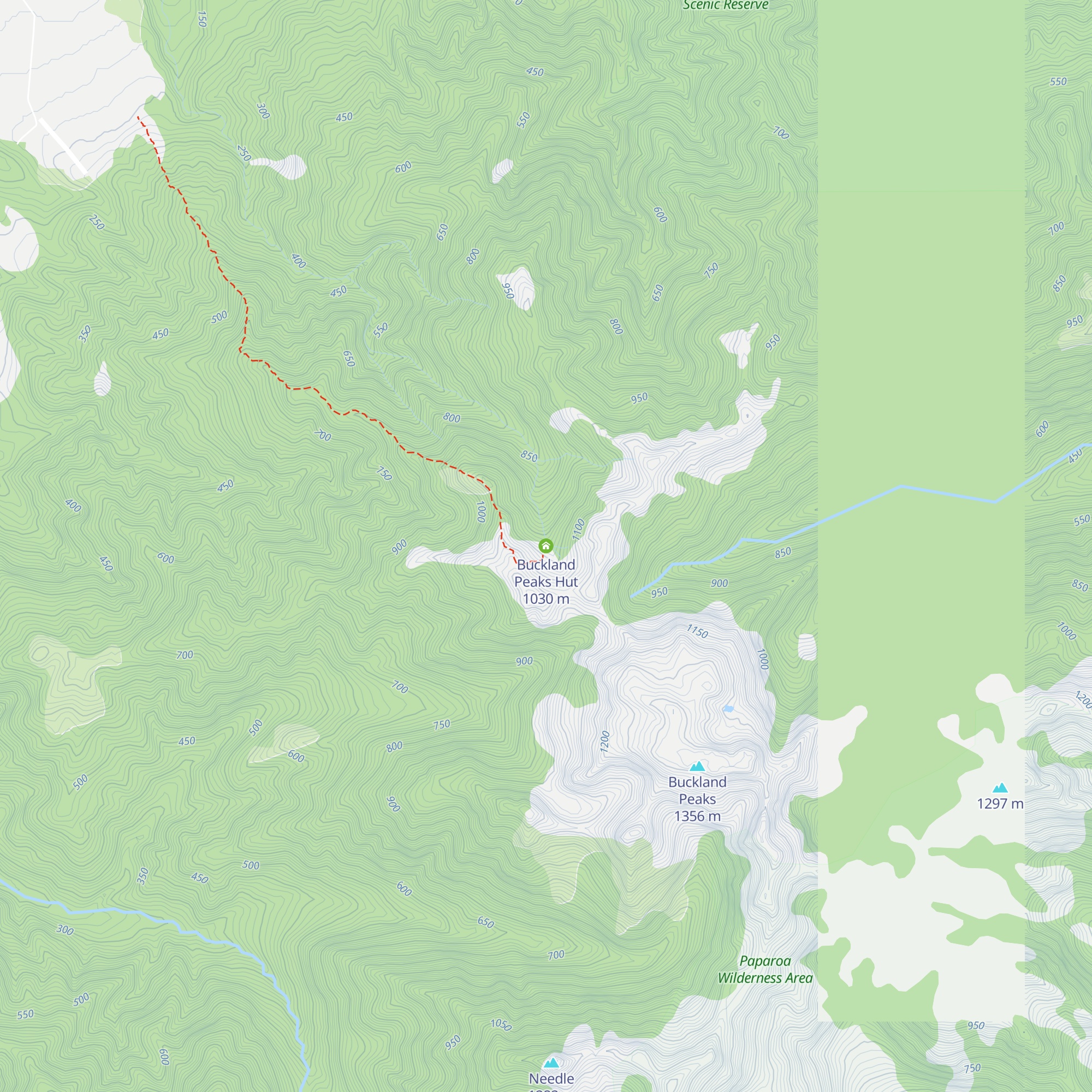 Buckland Peaks Hut map