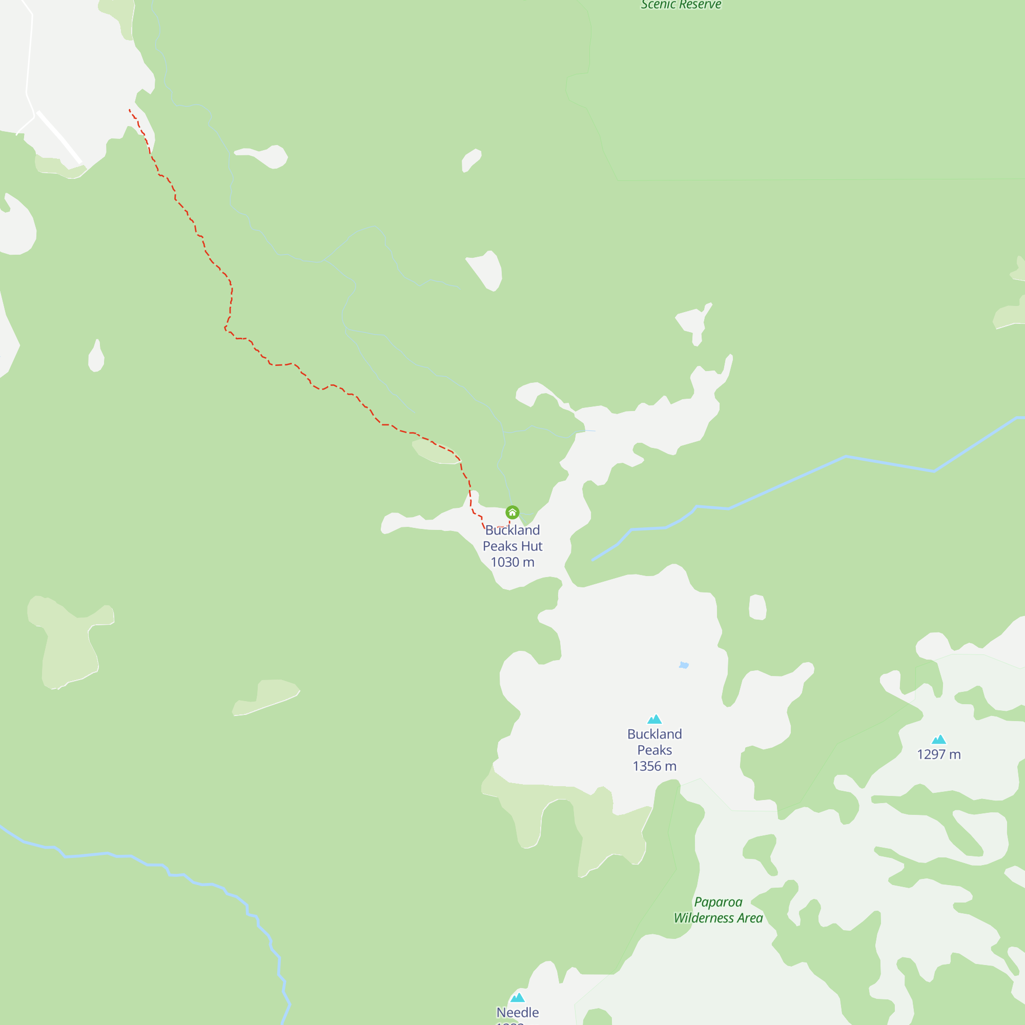 Buckland Peaks Hut map