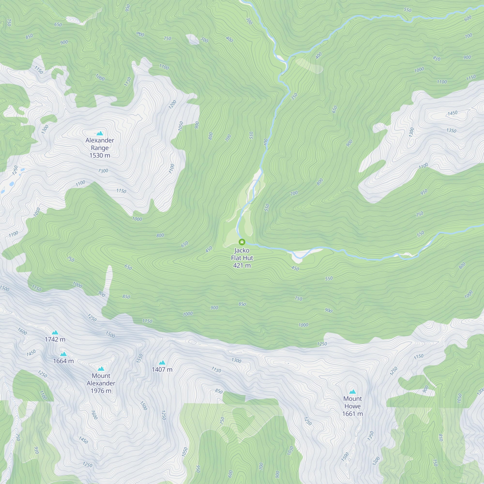 Jacko Flat Hut map