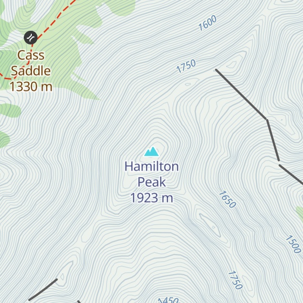 Map of Hamilton Peak