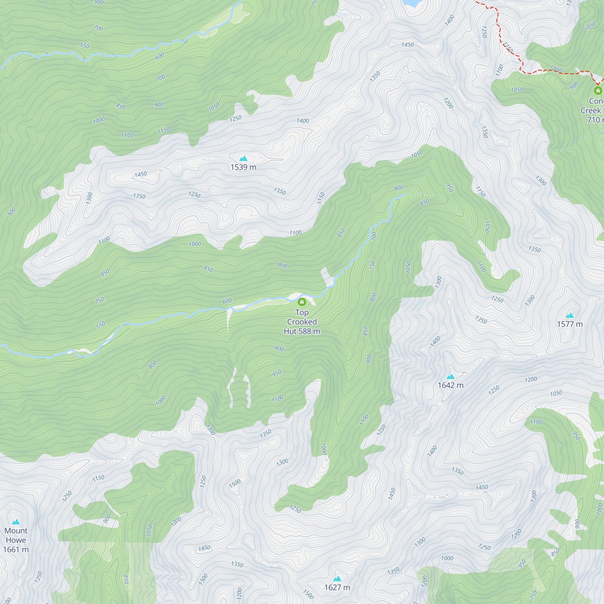 Top Crooked Hut map