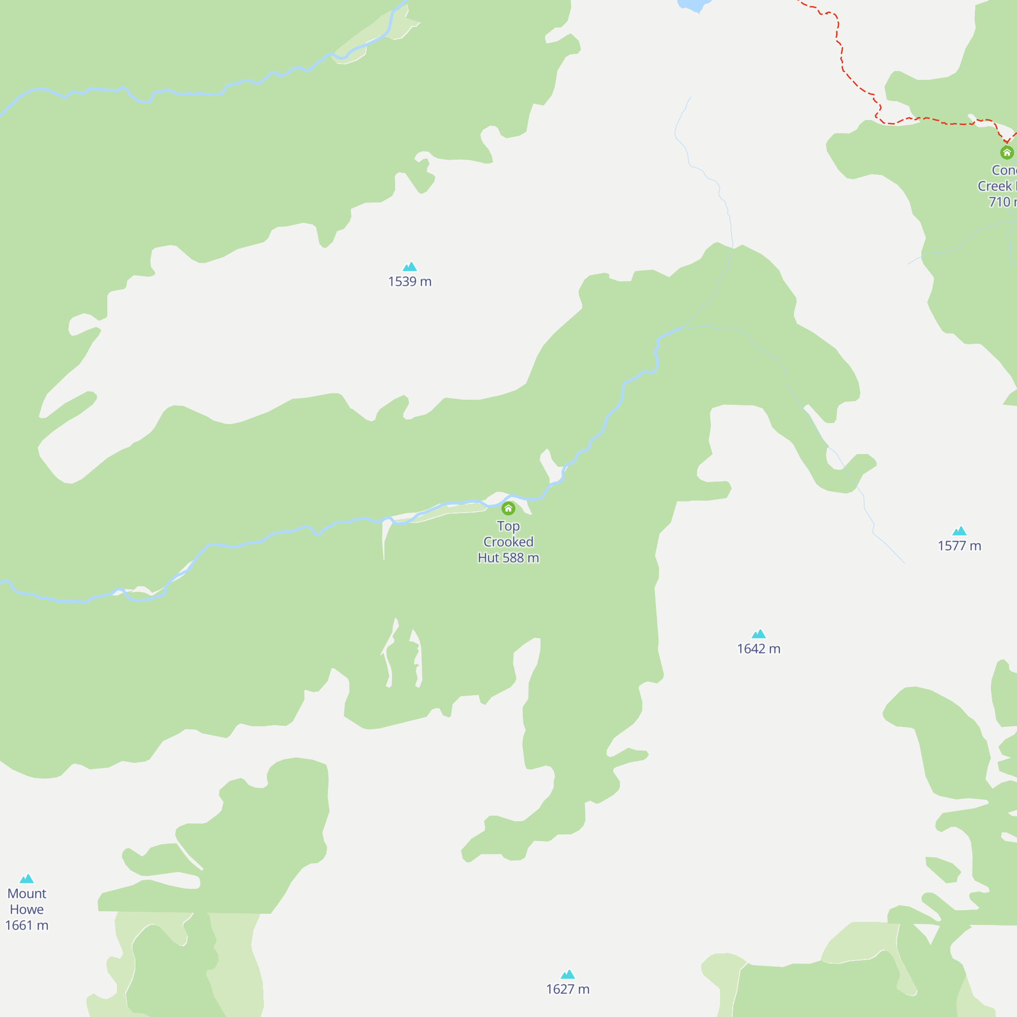 Top Crooked Hut map
