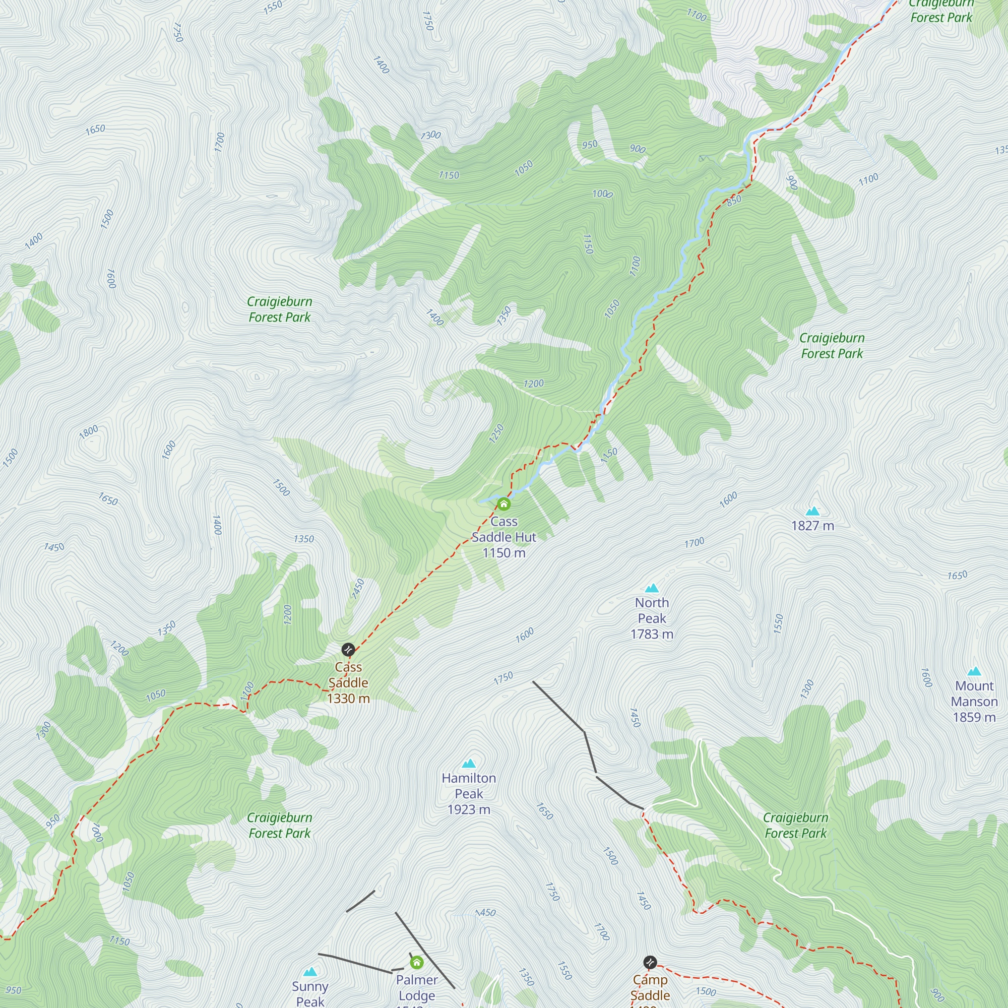 Cass Saddle Hut map