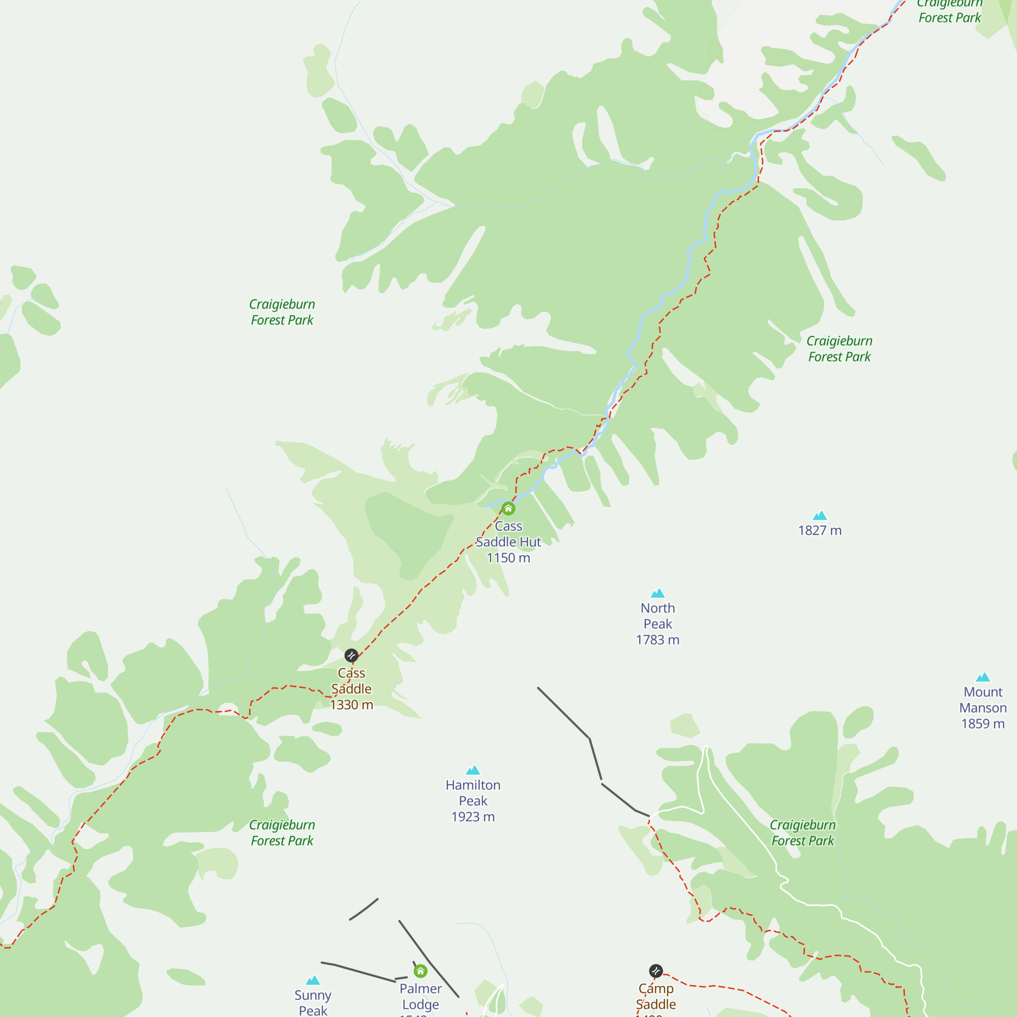 Cass Saddle Hut map