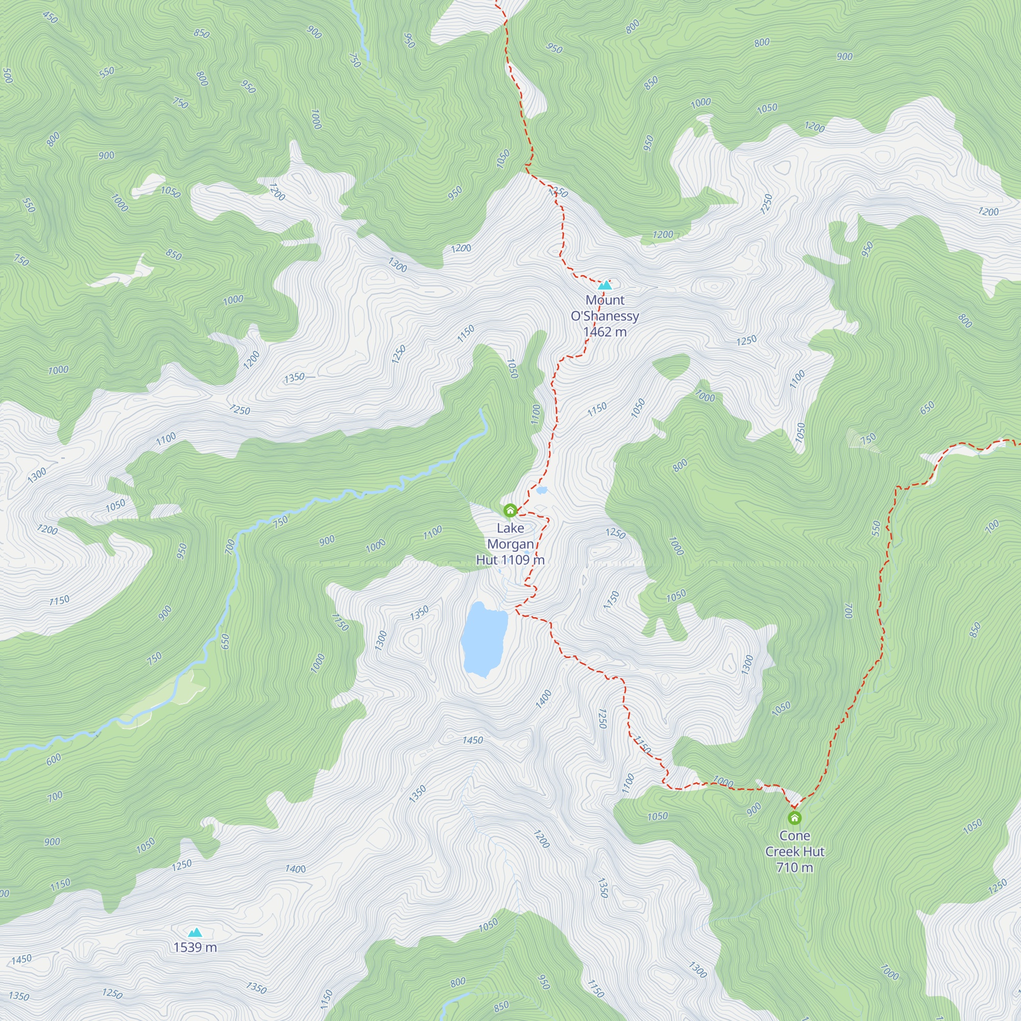 Lake Morgan Hut map