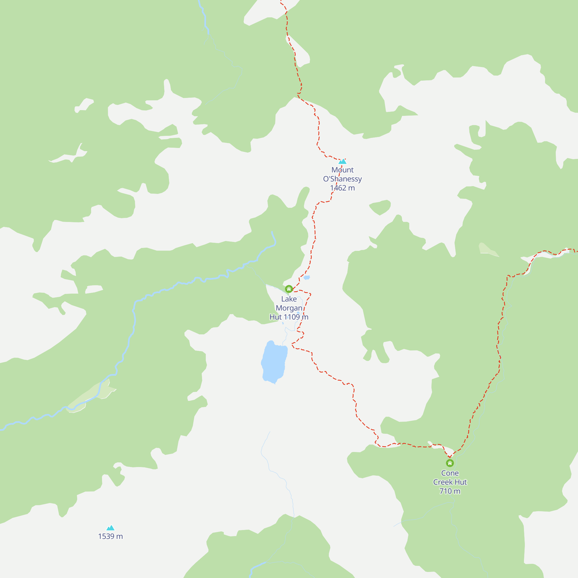 Lake Morgan Hut map