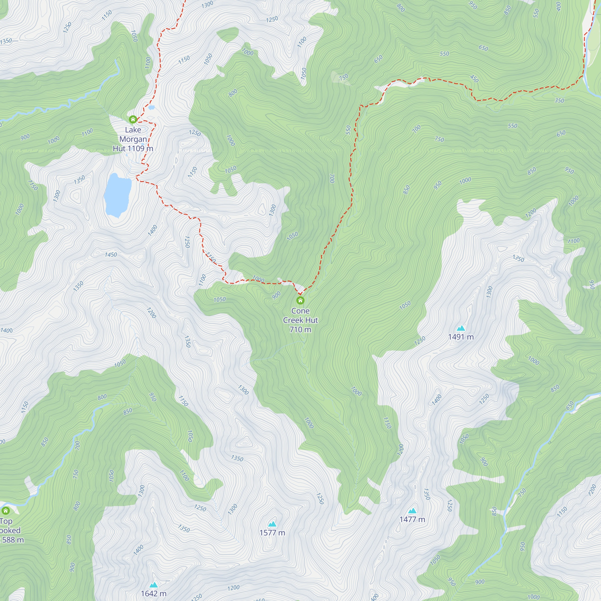 Cone Creek Hut map