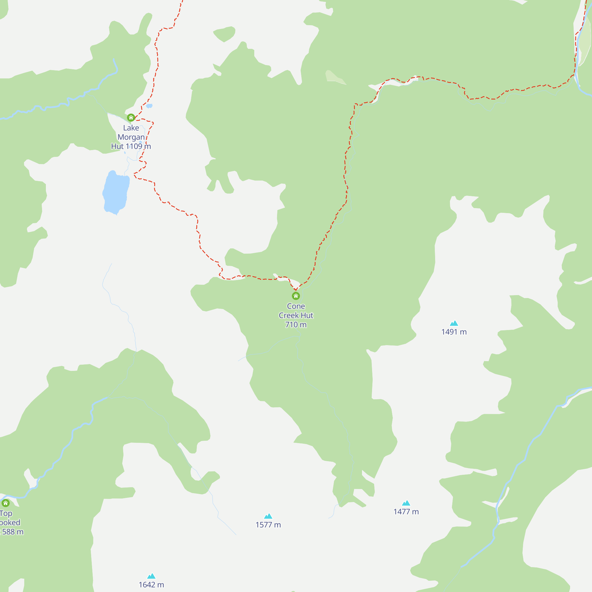 Cone Creek Hut map
