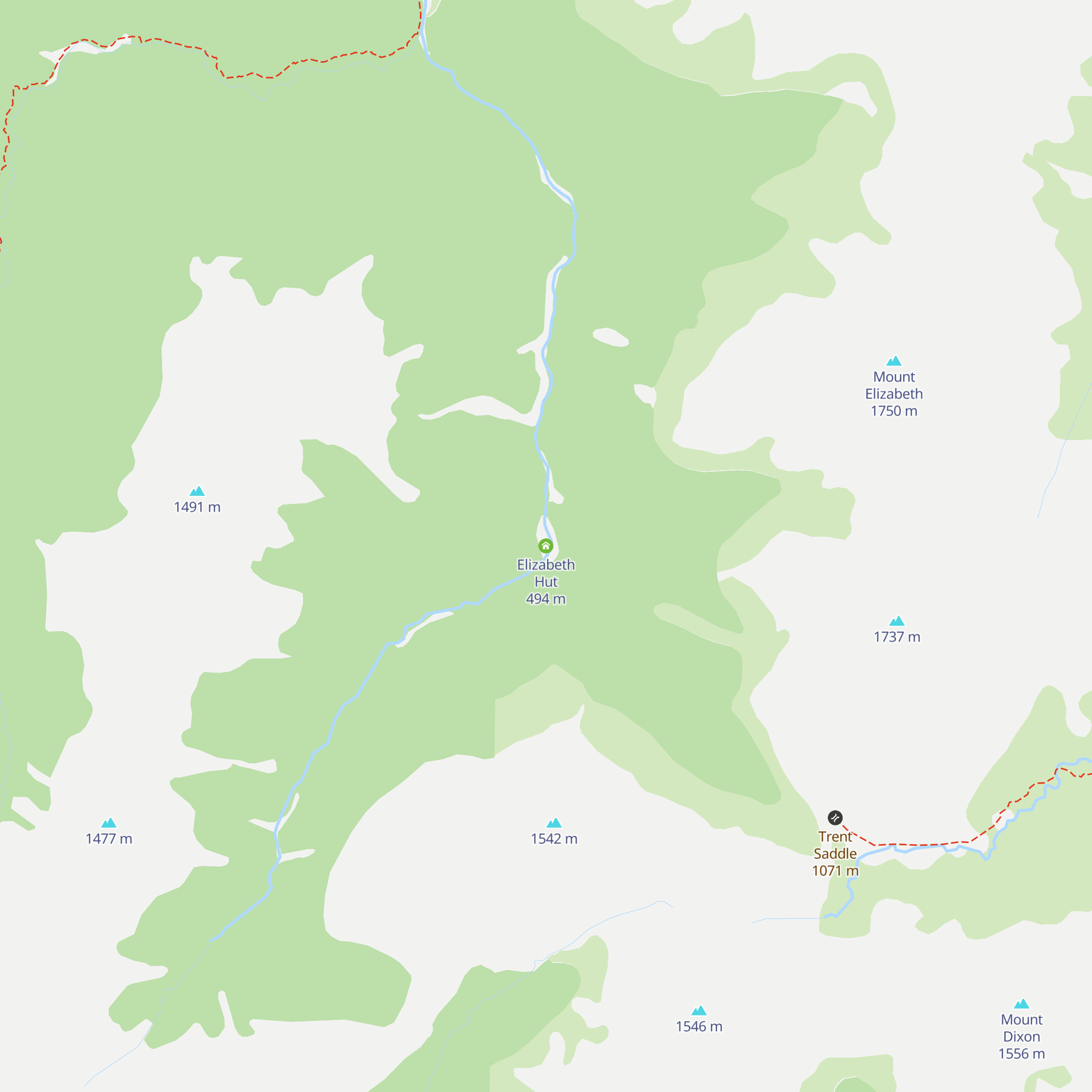 Elizabeth Hut map