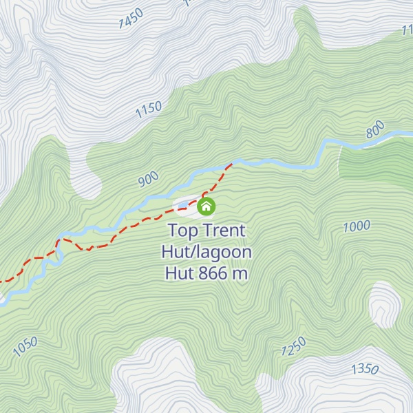 Map of Top Trent Hut/lagoon Hut
