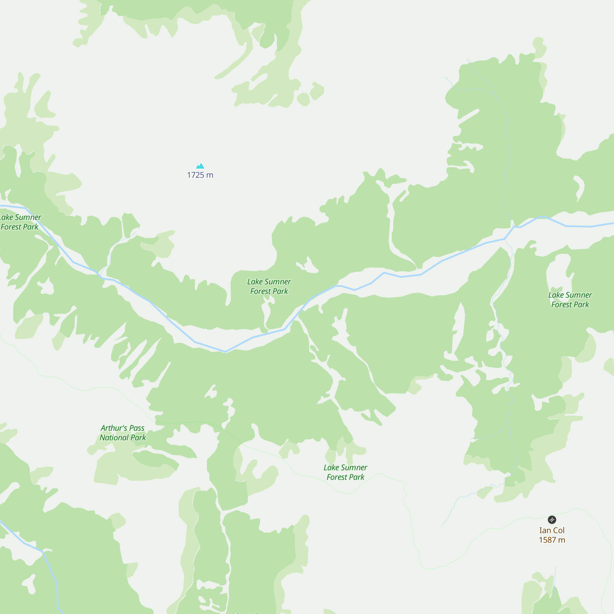 Upper South Branch Hurunui Hut map