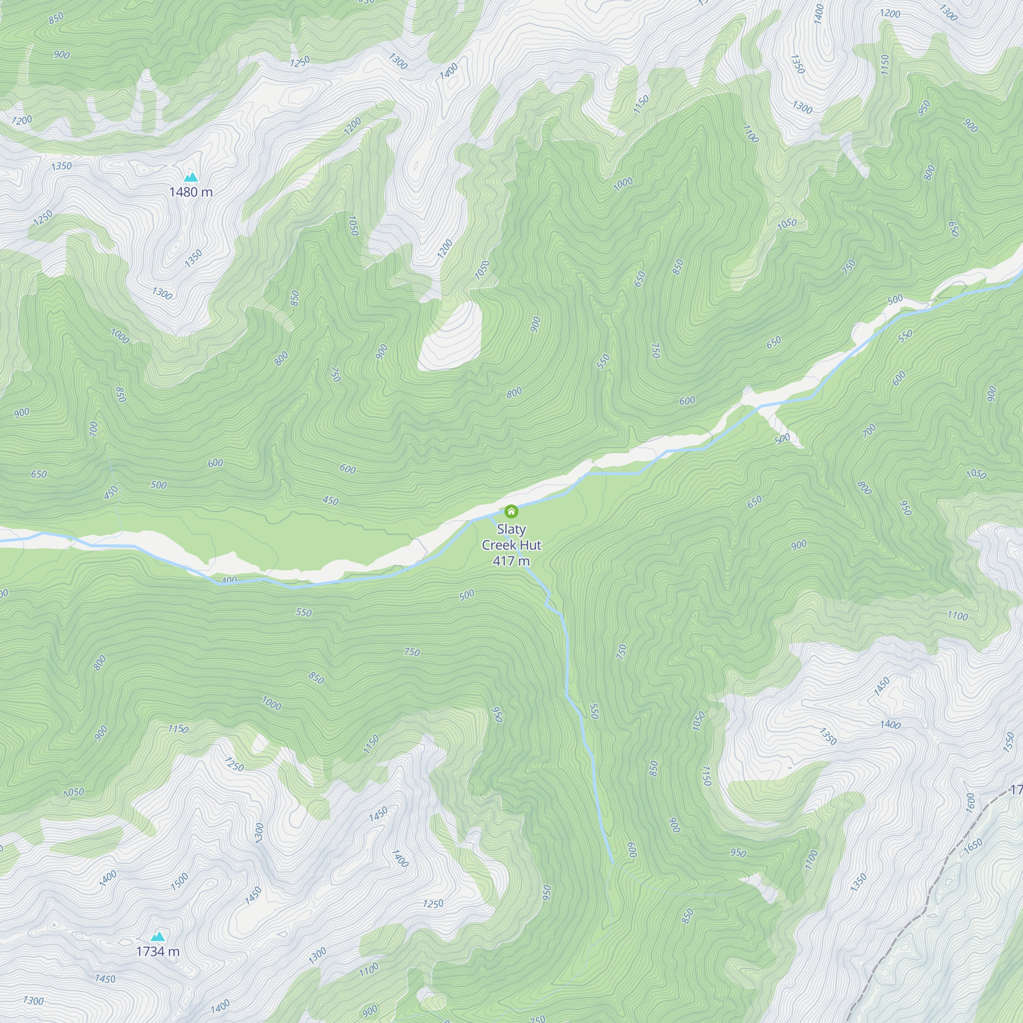 Slaty Creek Hut map