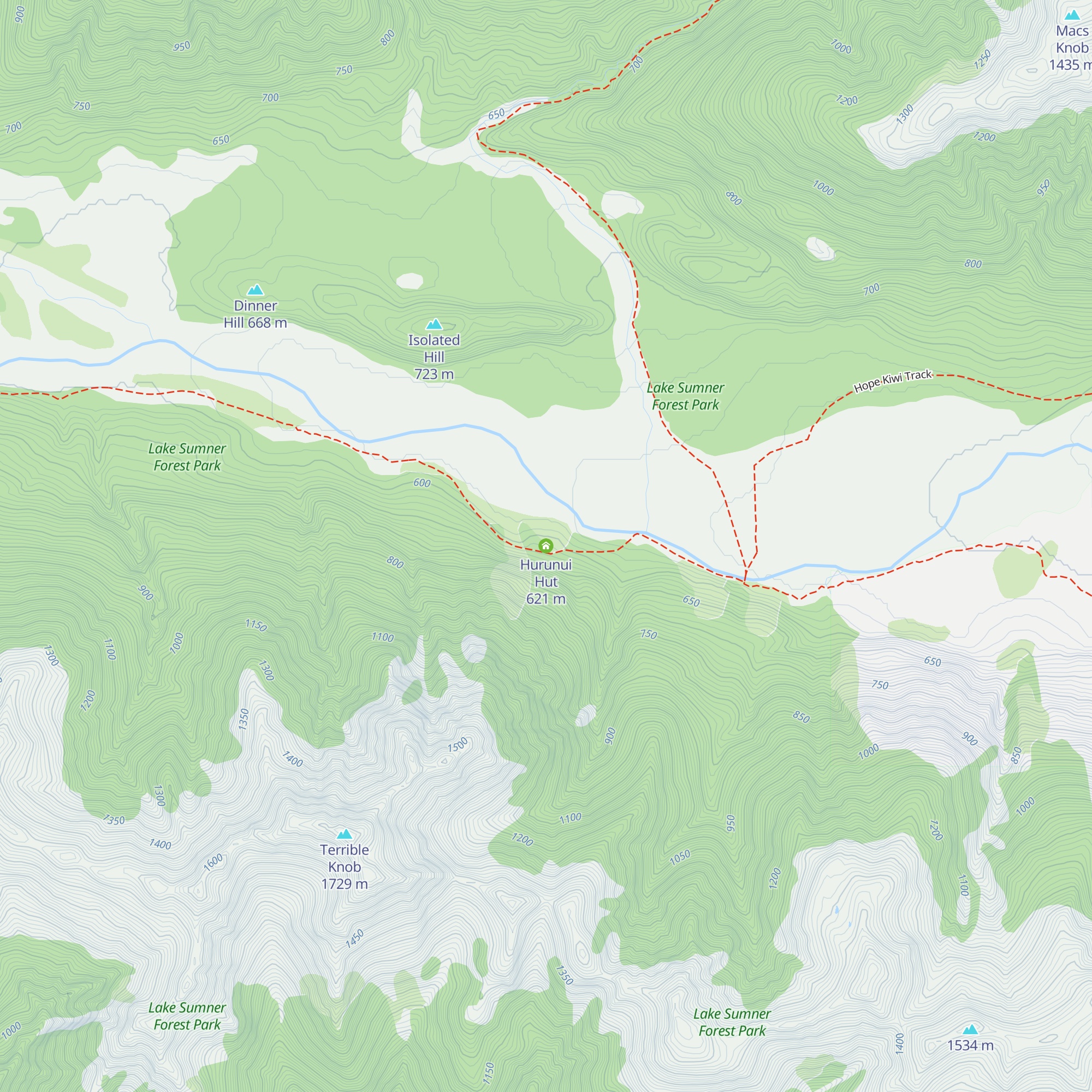 Hurunui Hut map