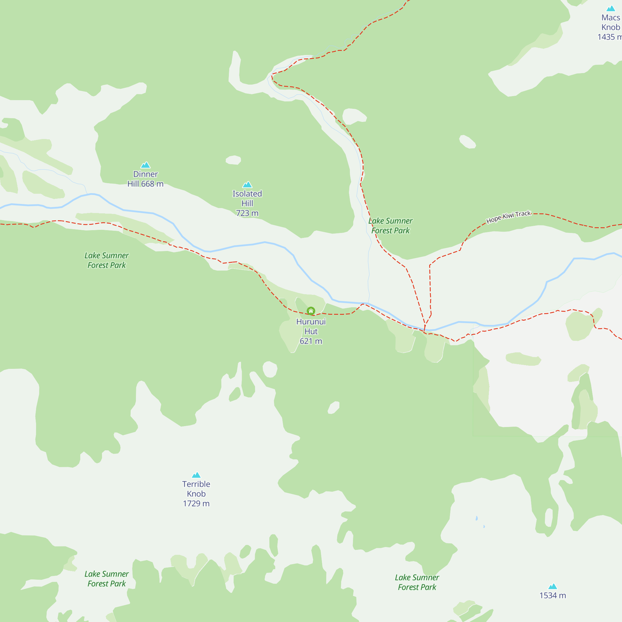 Hurunui Hut map