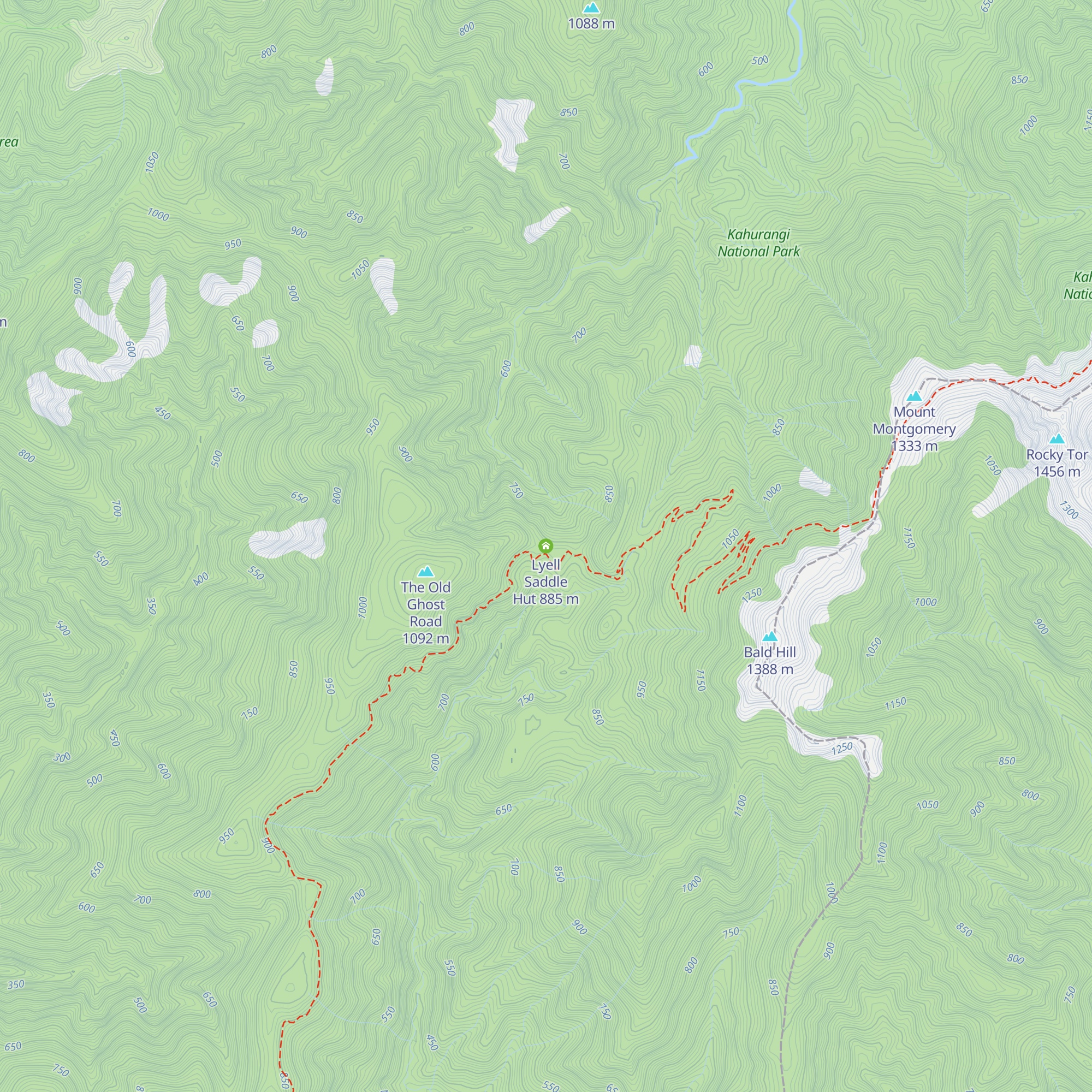 Lyell Saddle Hut map