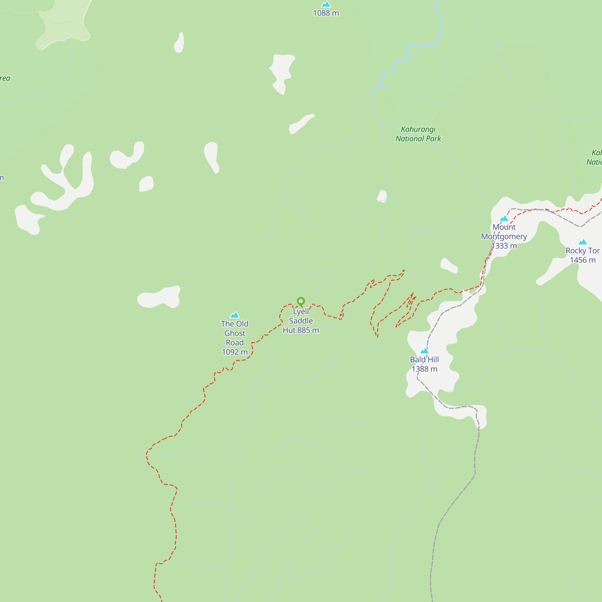 Lyell Saddle Hut map