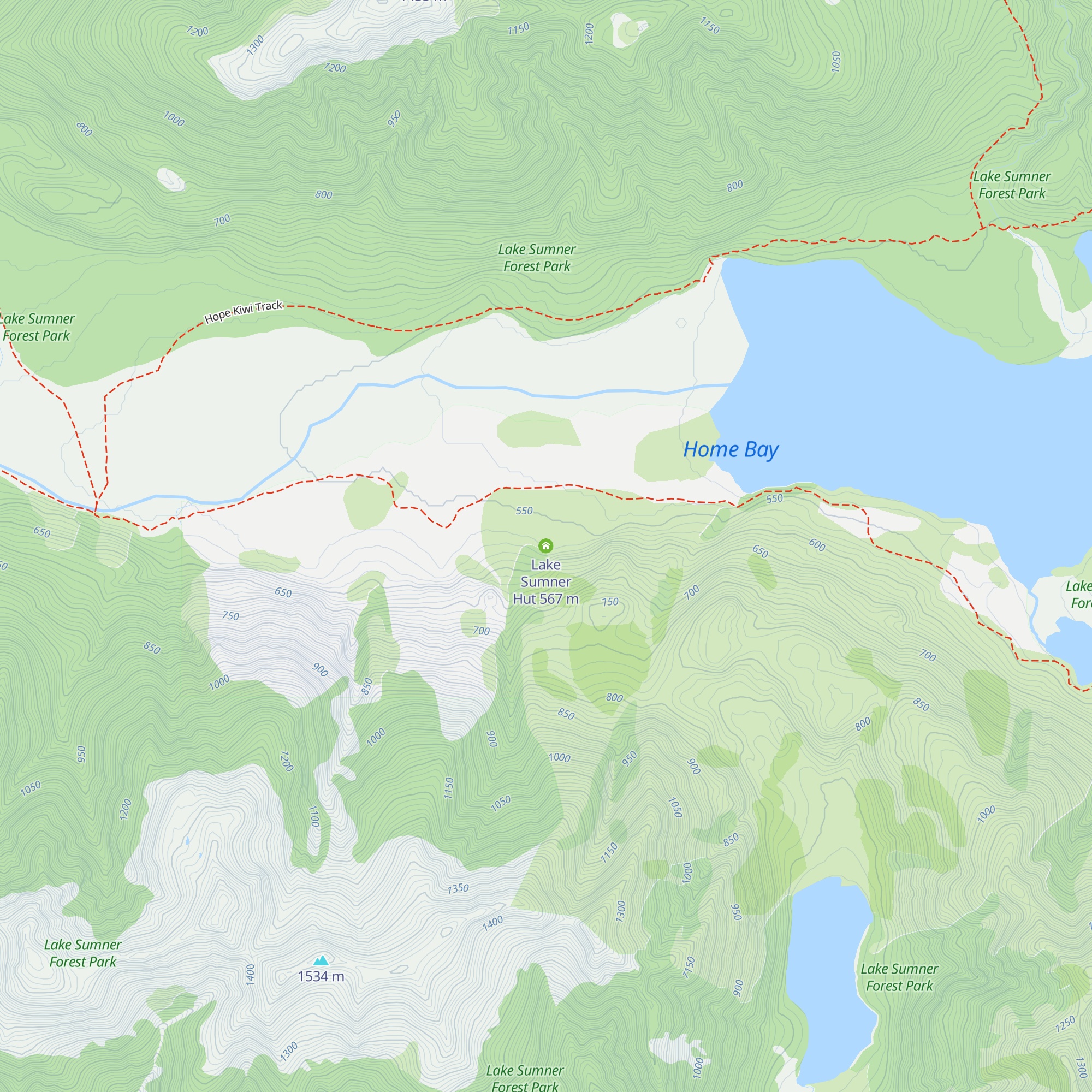 Lake Sumner Hut map