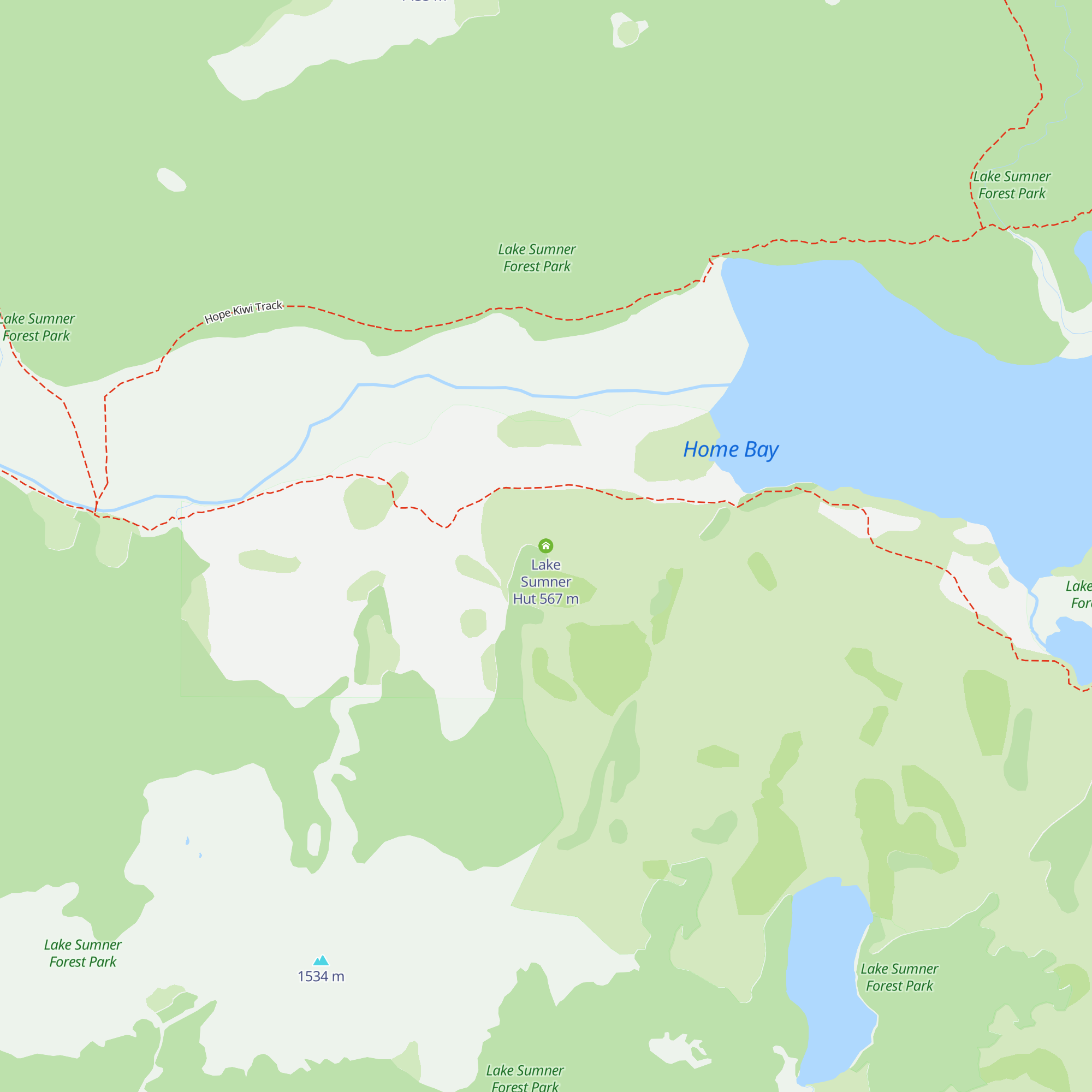 Lake Sumner Hut map