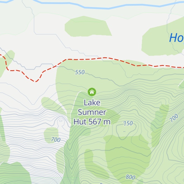 Map of Lake Sumner Hut