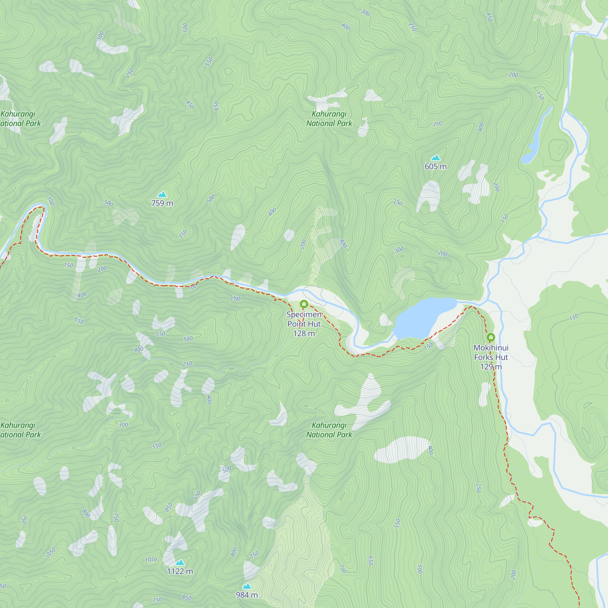 Specimen Point Hut map