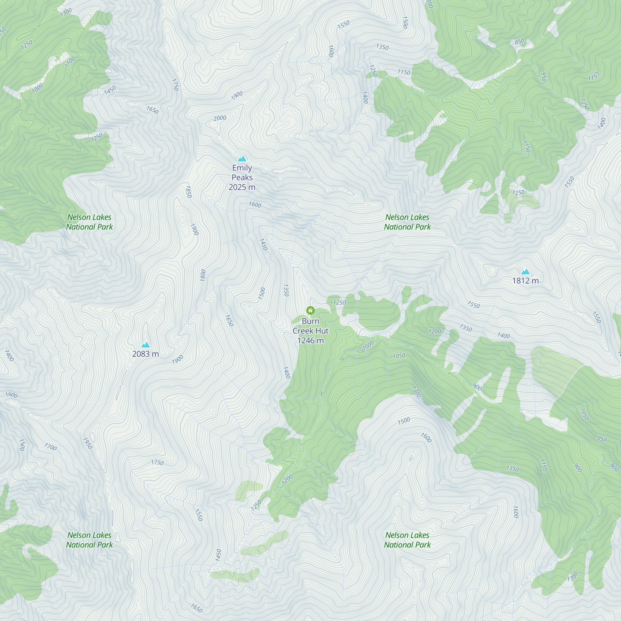 Burn Creek Hut map