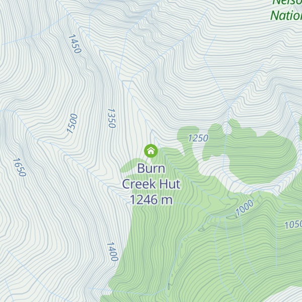 Map of Burn Creek Hut