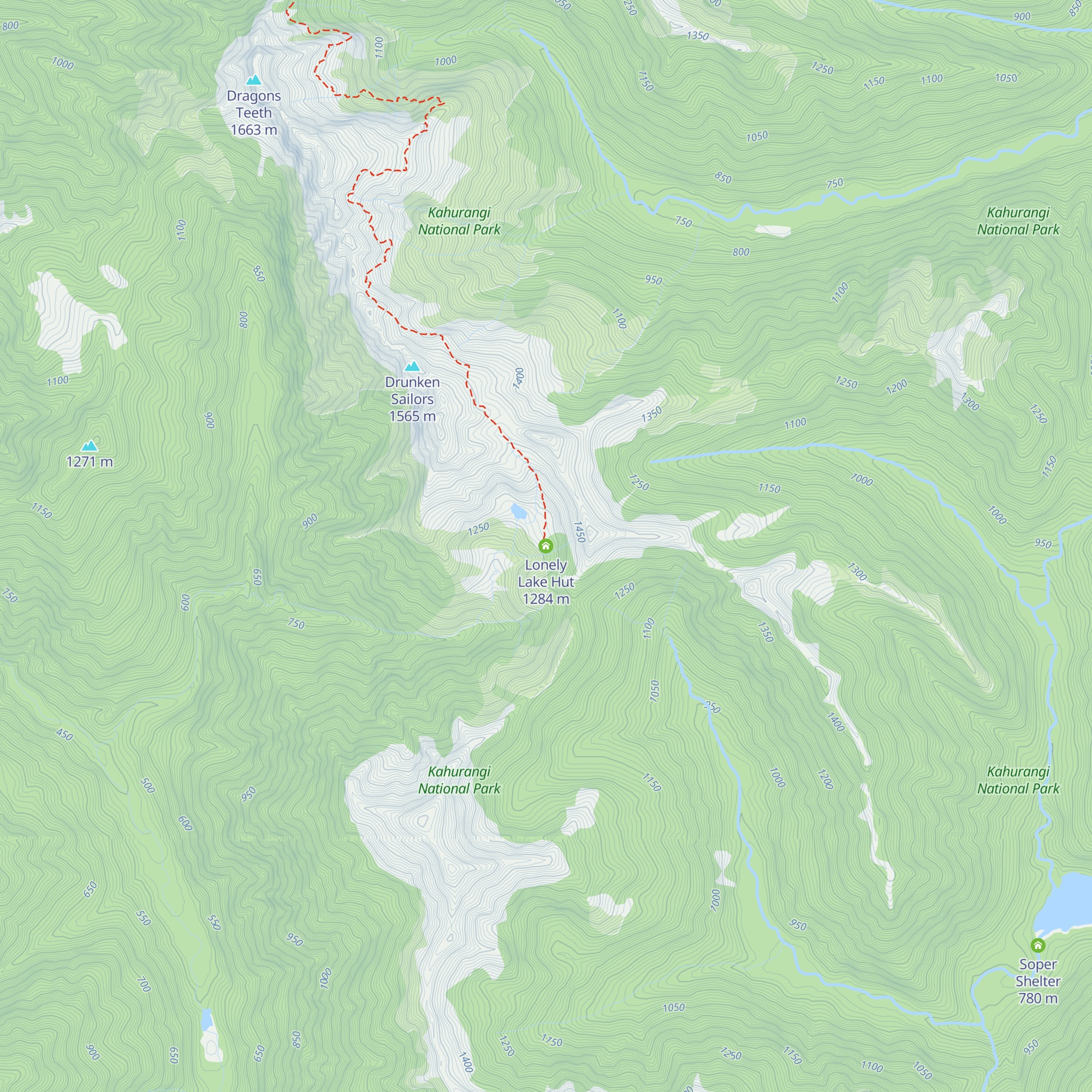 Lonely Lake Hut map