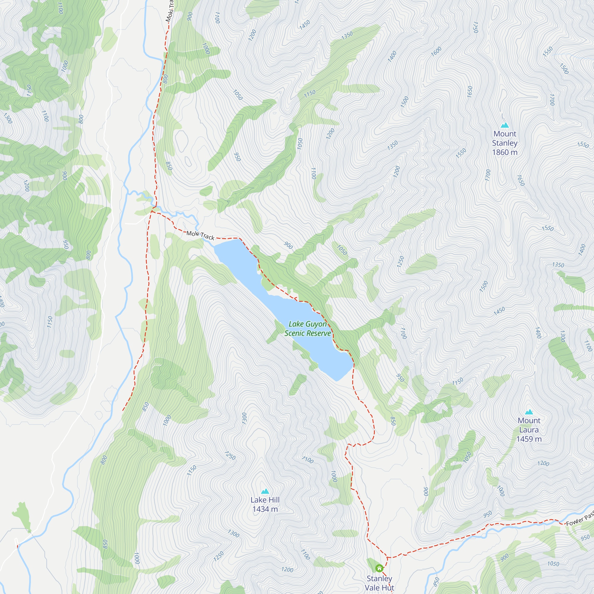 Lake Guyon Hut map