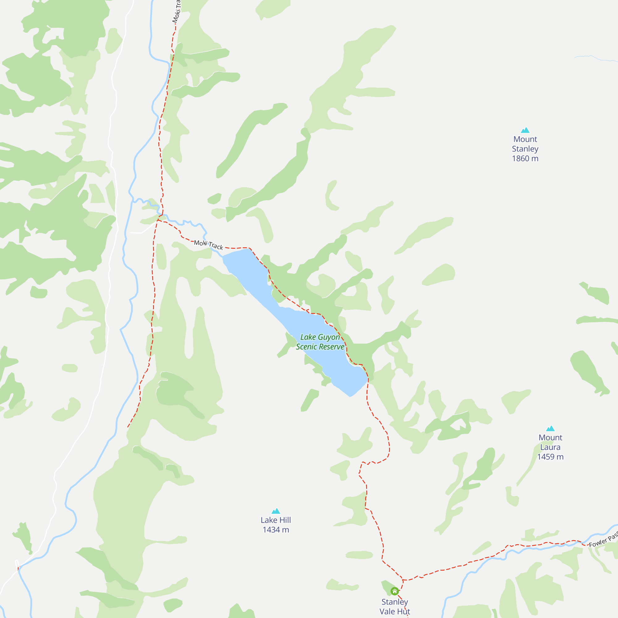 Lake Guyon Hut map