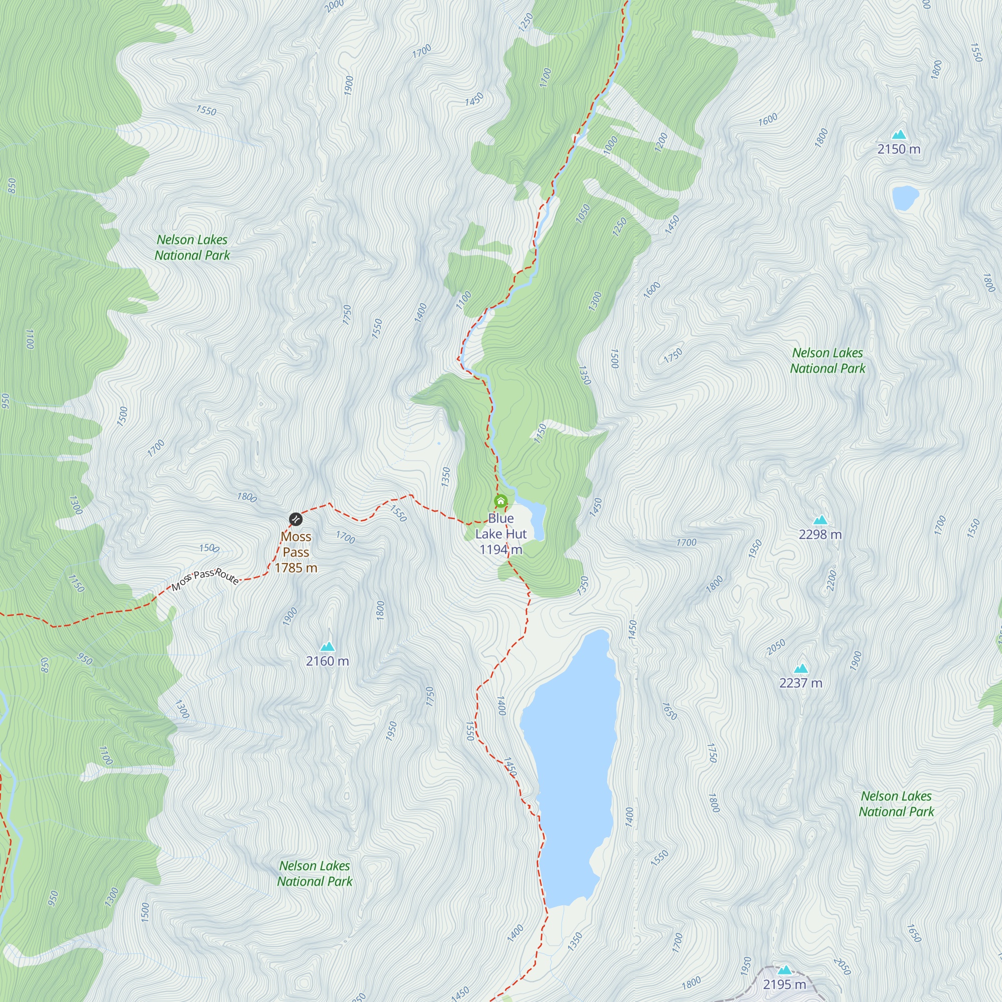 Blue Lake Hut map