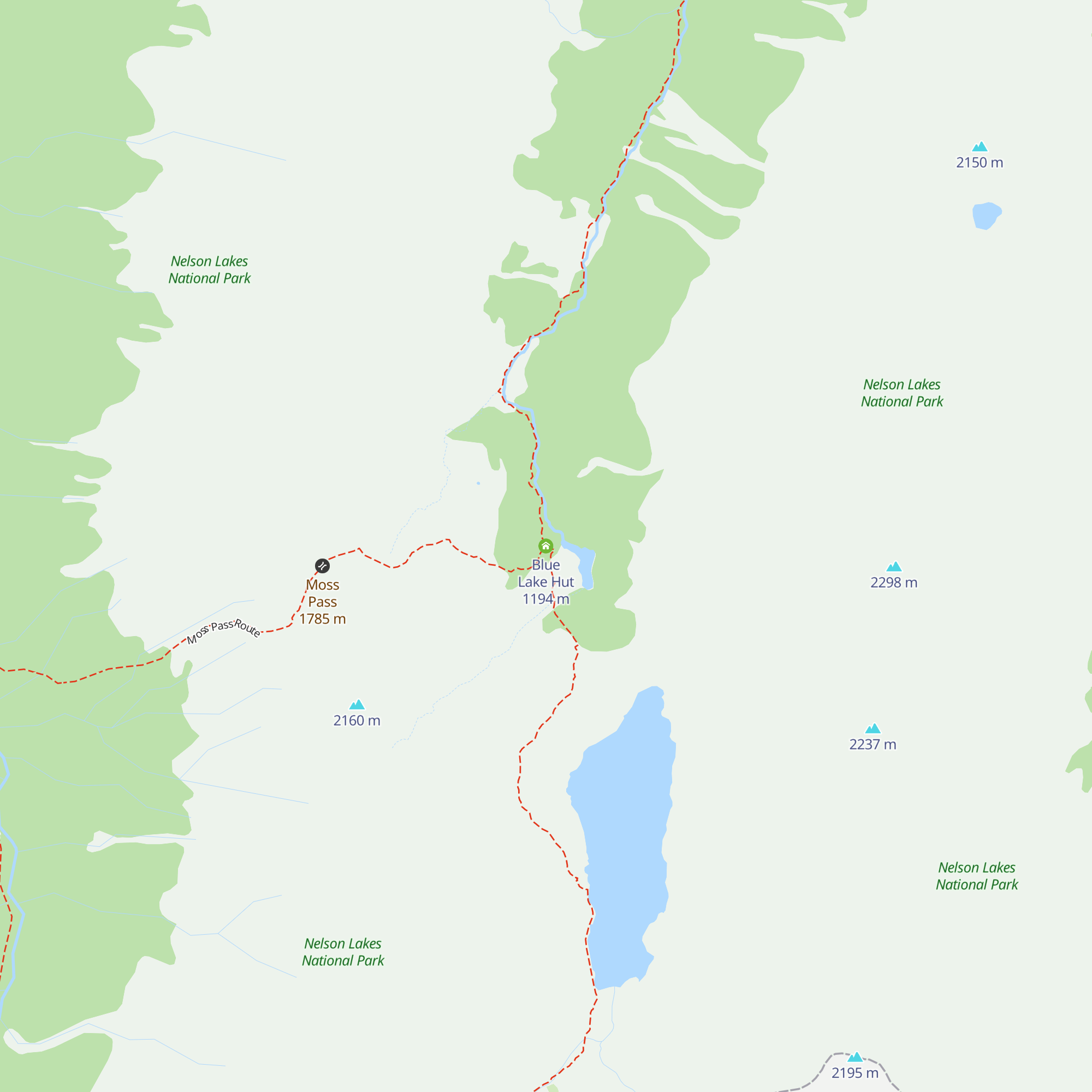 Blue Lake Hut map