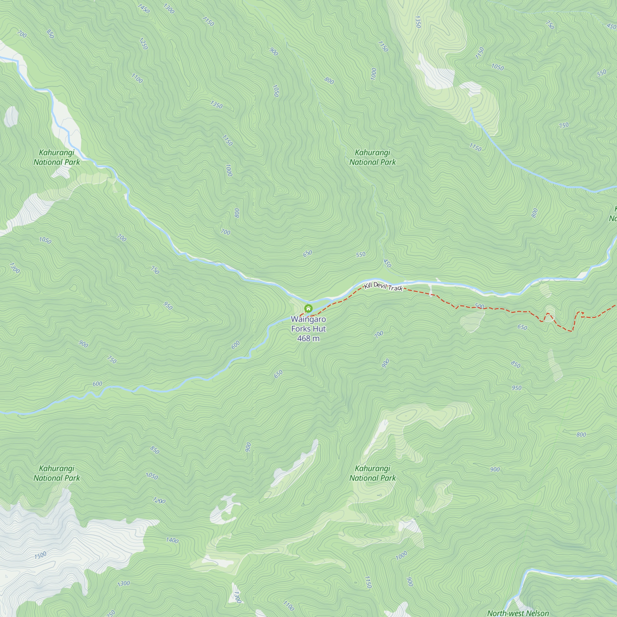 Waingaro Forks Hut map