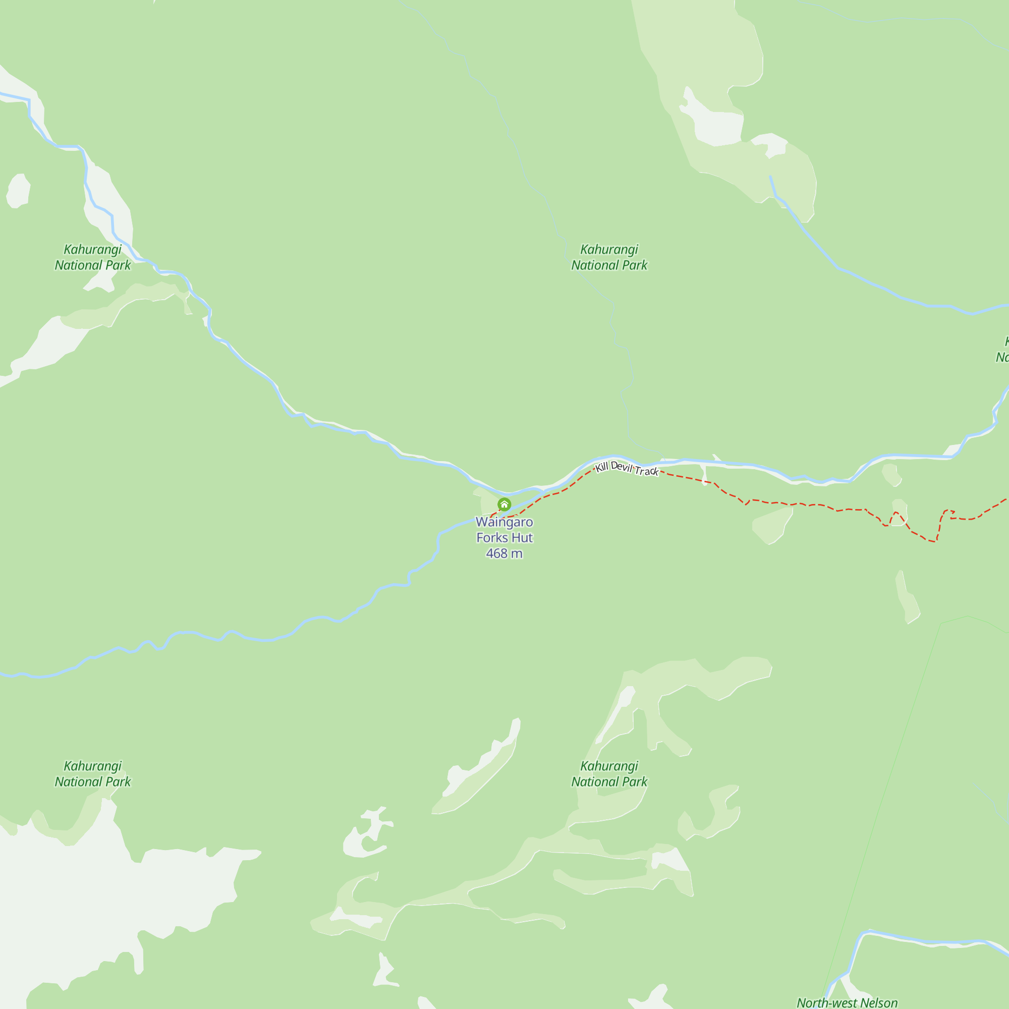 Waingaro Forks Hut map