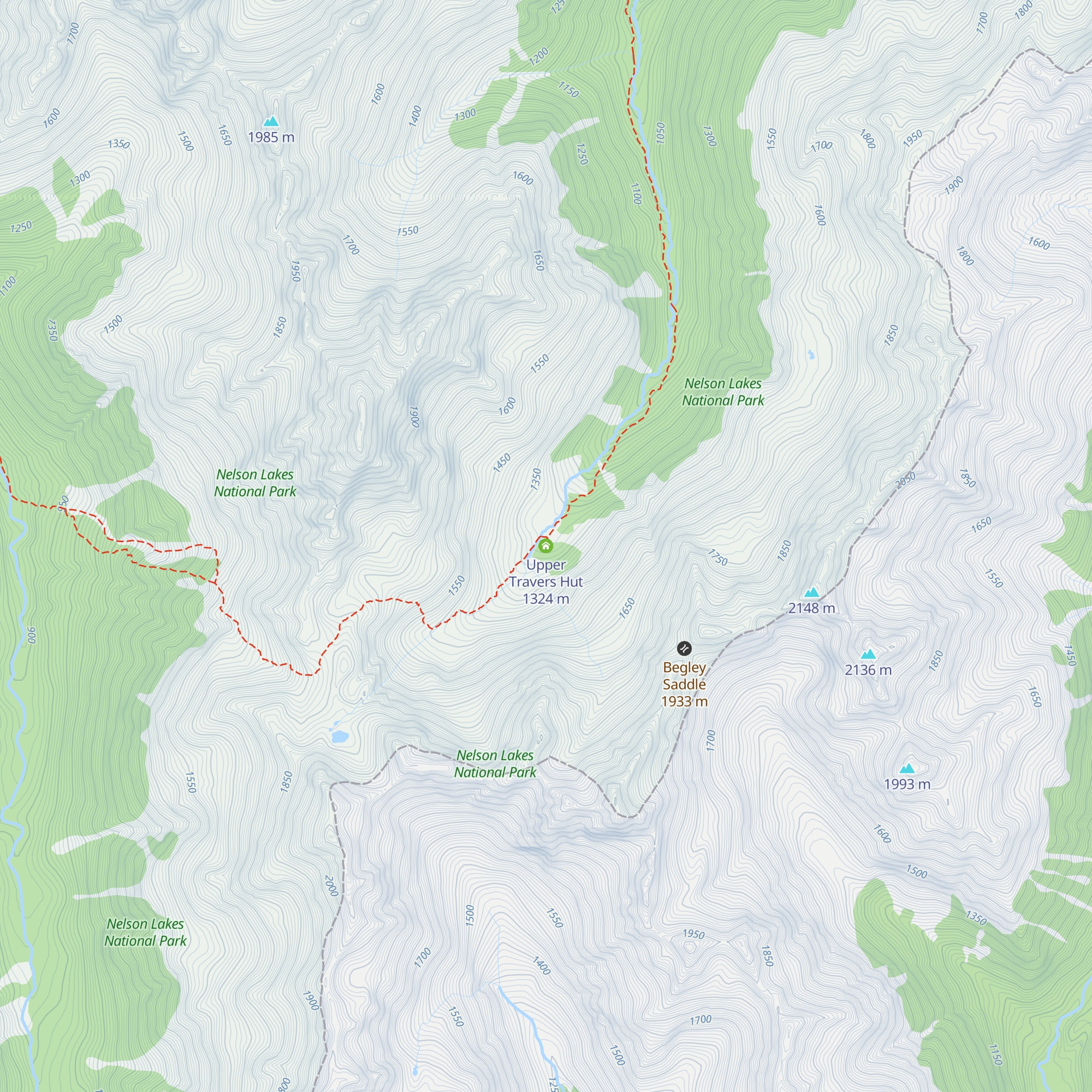 Upper Travers Hut map