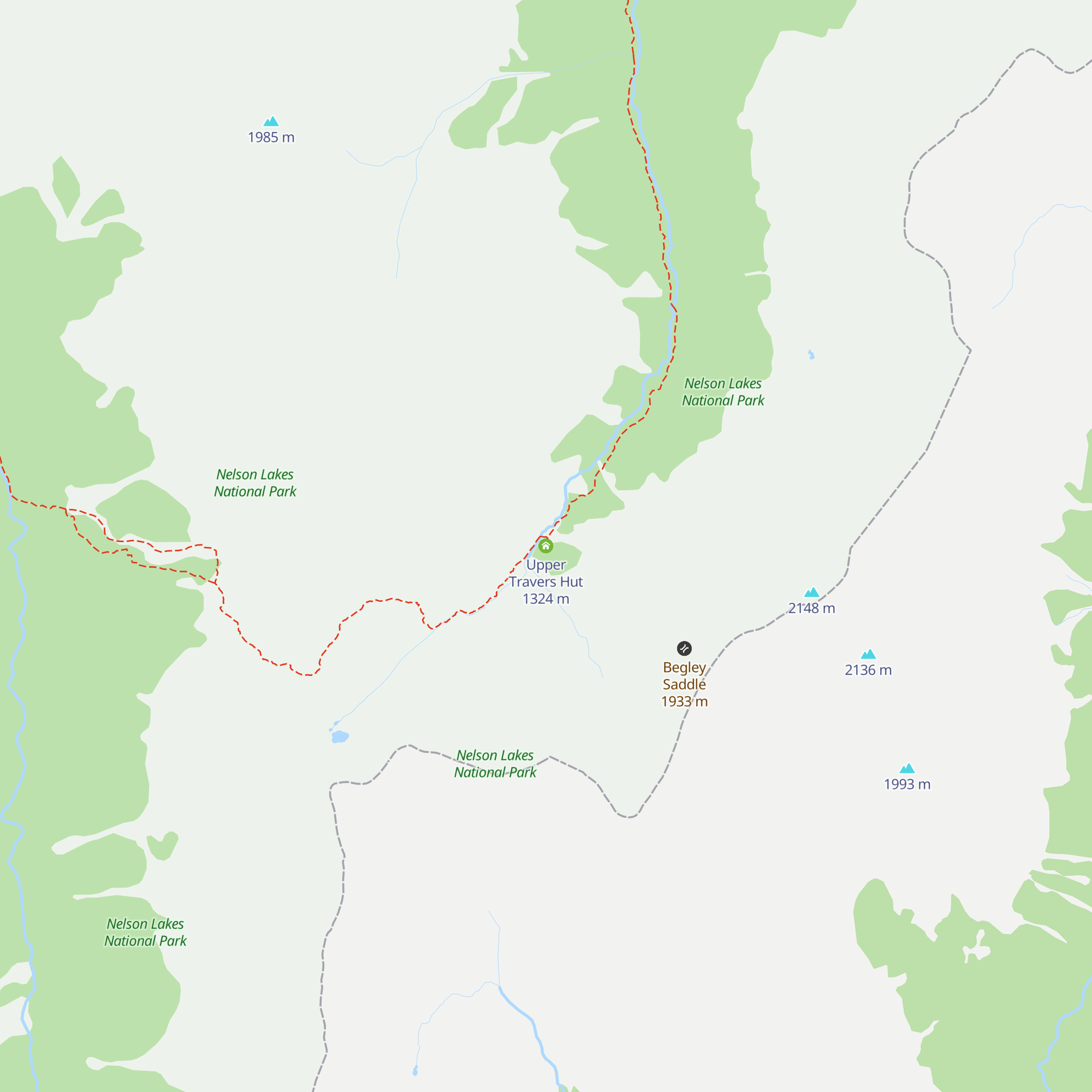 Upper Travers Hut map