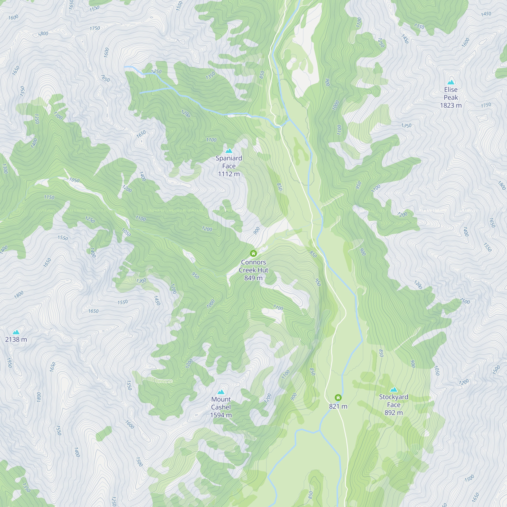 Connors Creek Hut map