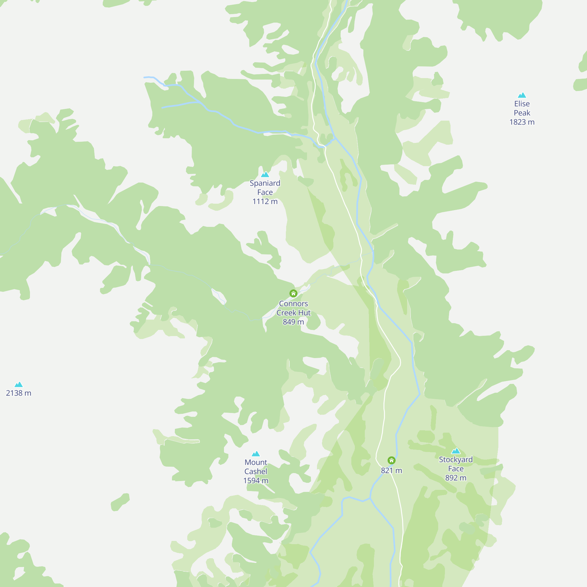 Connors Creek Hut map