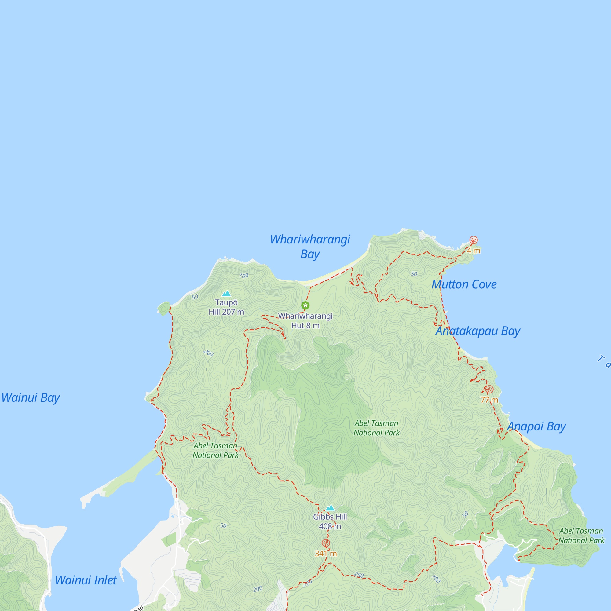 Whariwharangi Hut map