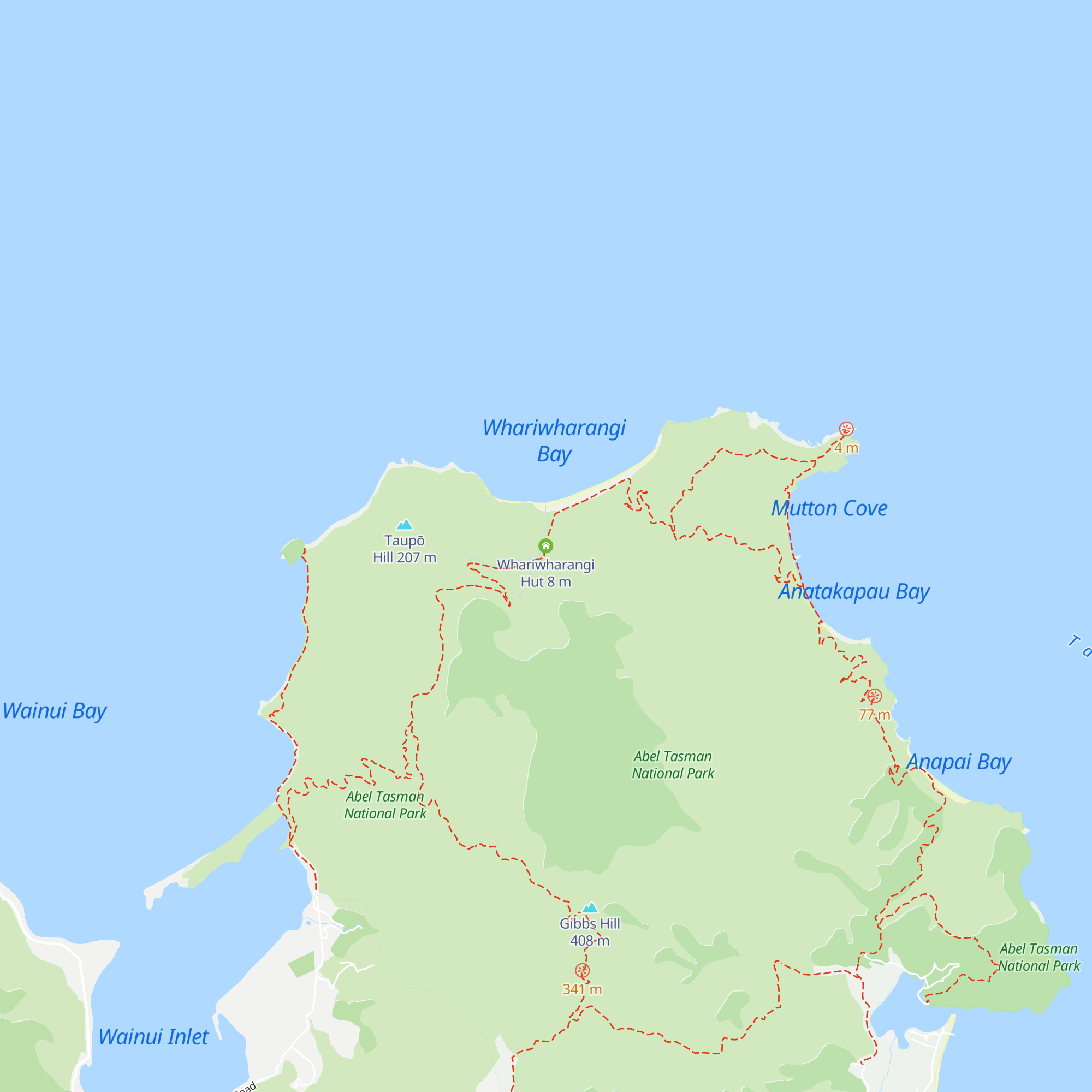 Whariwharangi Hut map