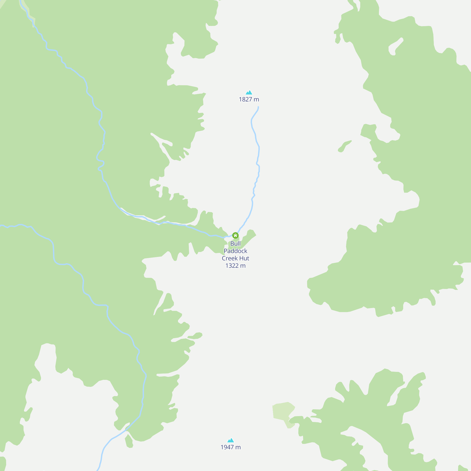 Bull Paddock Creek Hut map