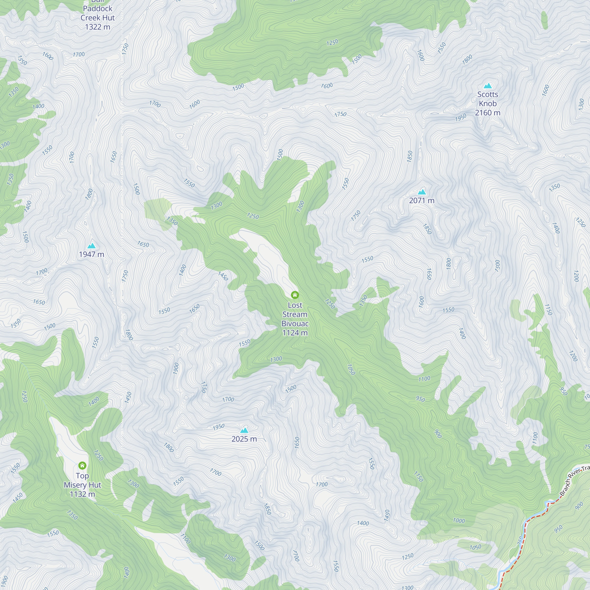 Lost Stream Bivouac map