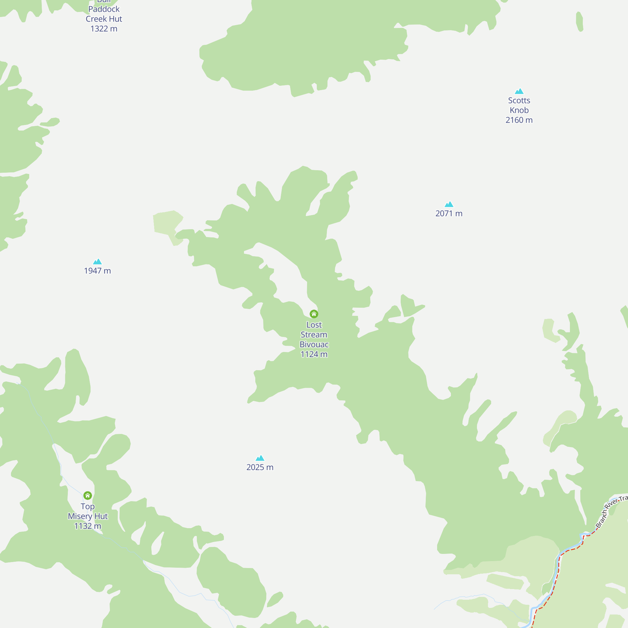 Lost Stream Bivouac map