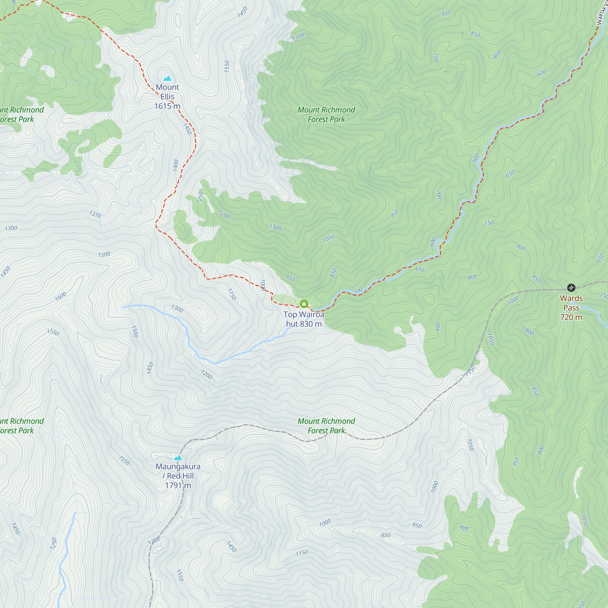 Top Wairoa hut map