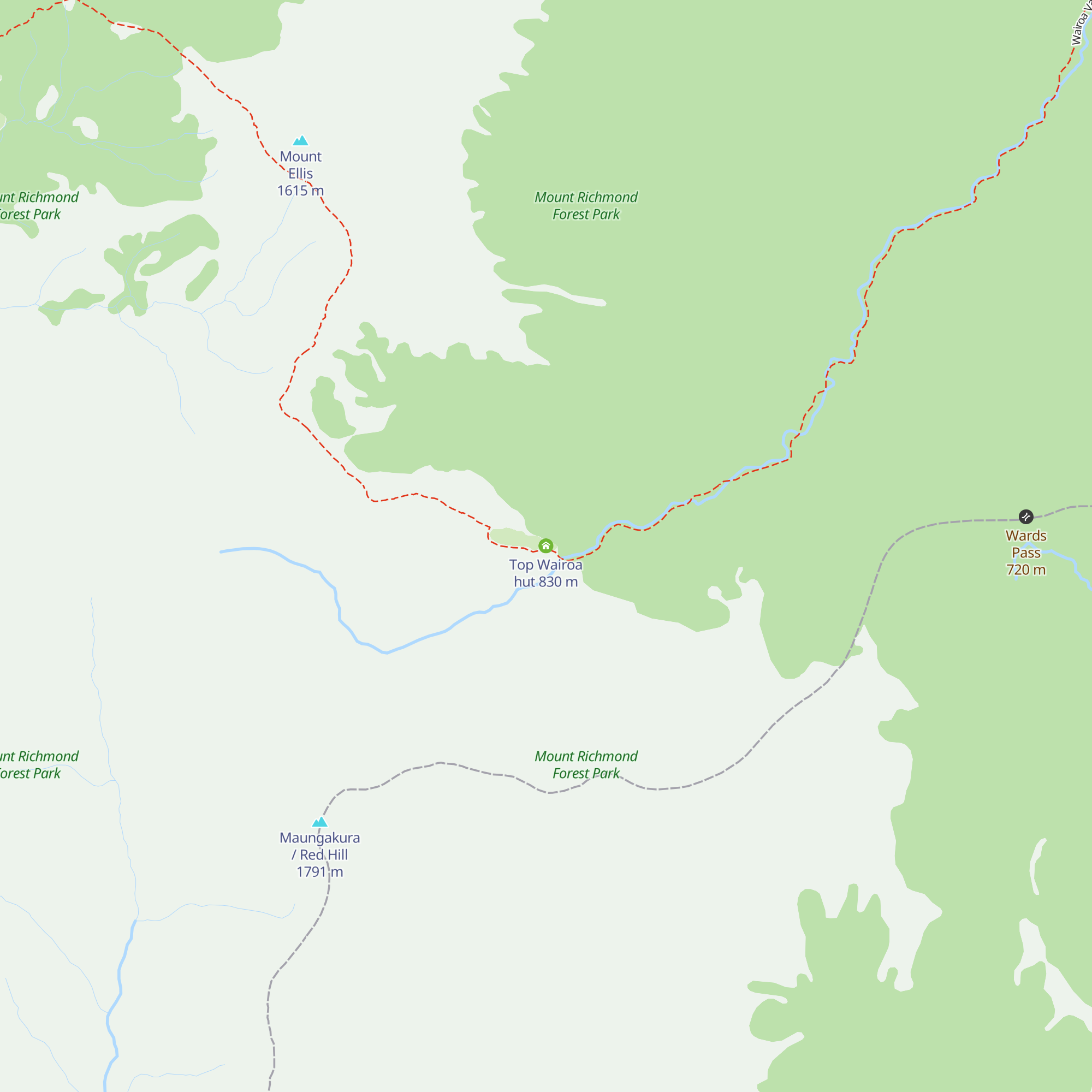 Top Wairoa hut map