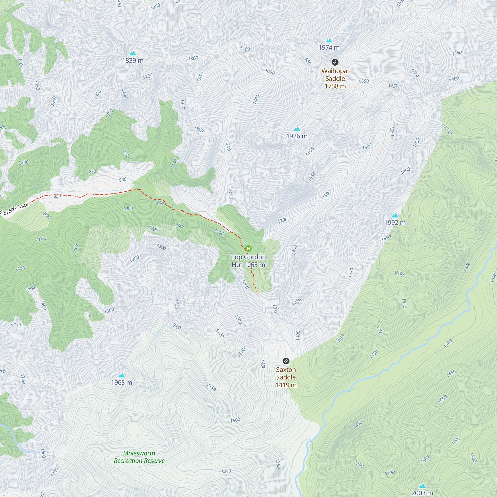 Top Gordon Hut map