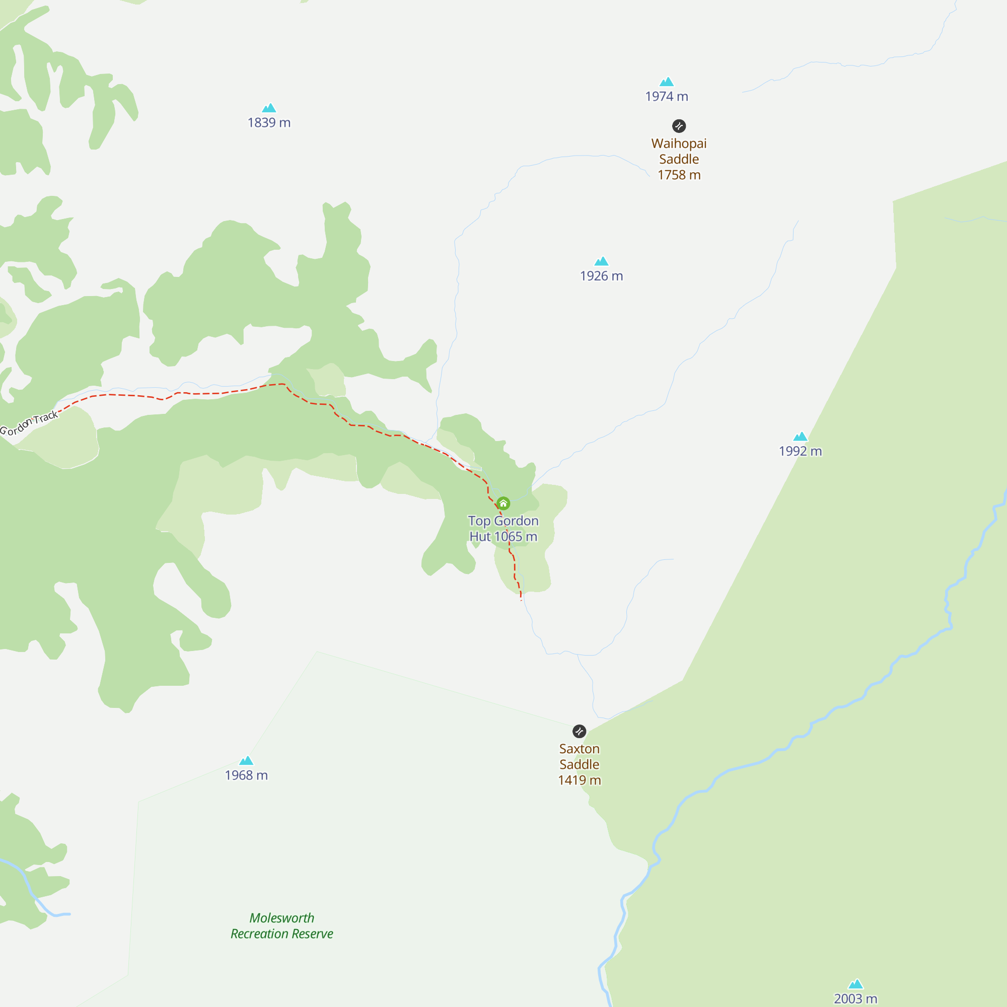 Top Gordon Hut map