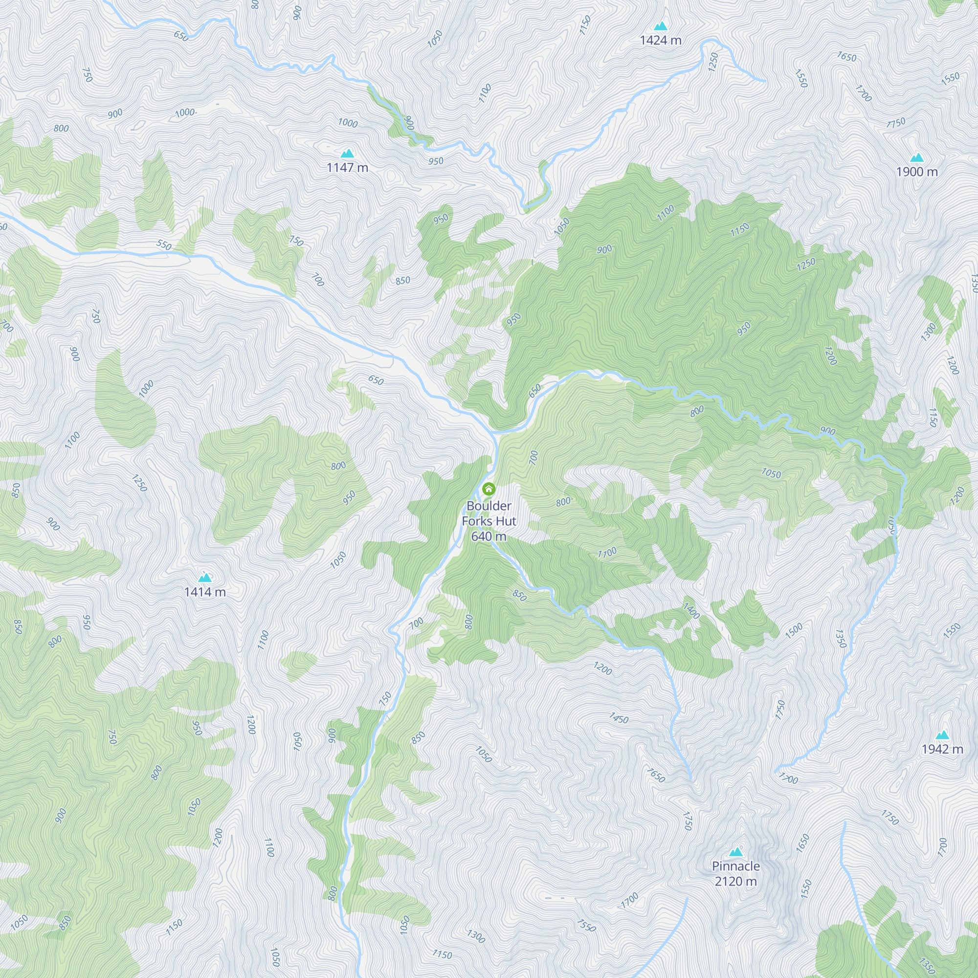 Boulder Forks Hut map
